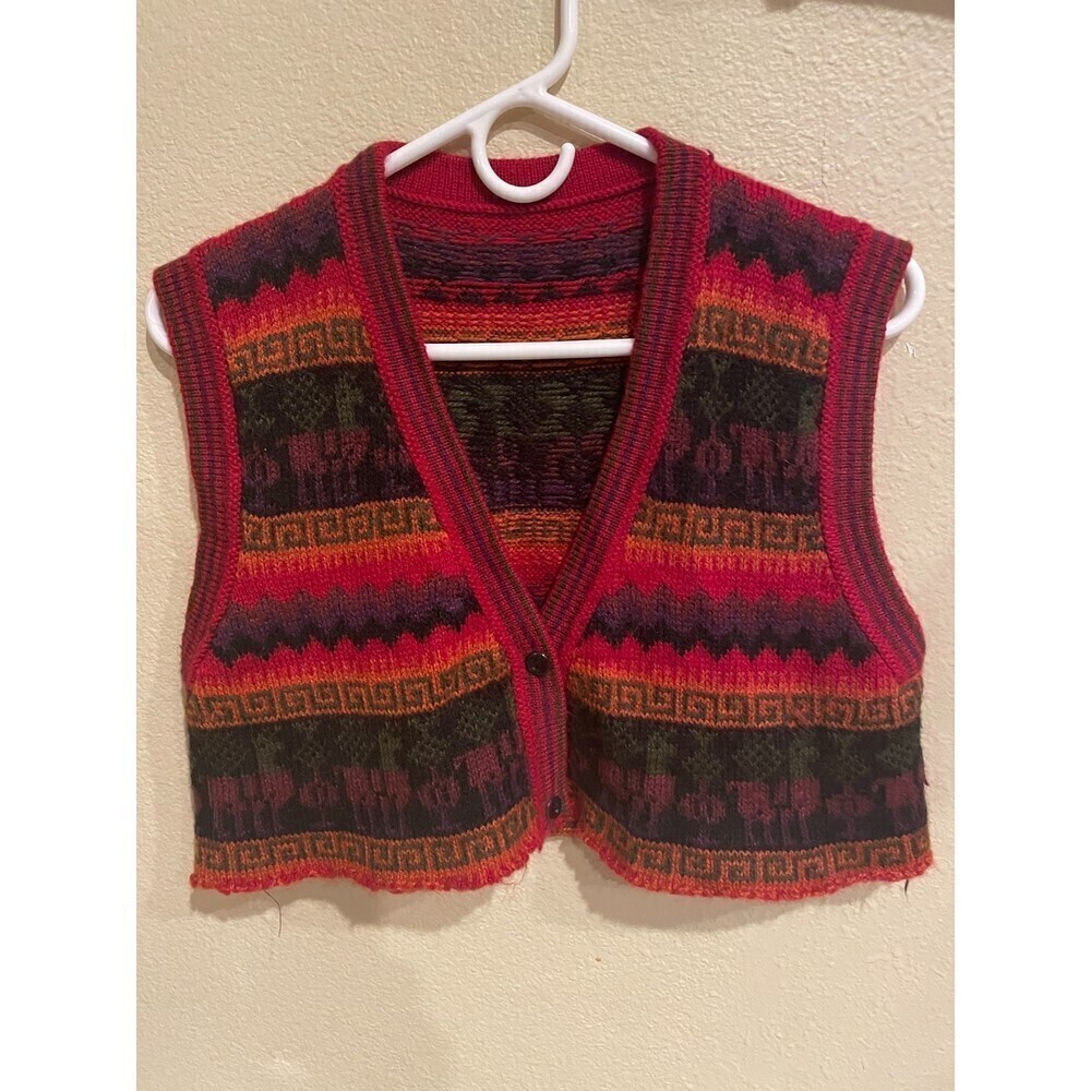 100% Alpaca multi-colored sweater vest
